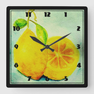 Vintage Style Lemons Square Wall Clock