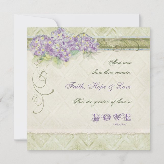 Vintage Style Lilac Hydrangea - Wedding Invitation (Front)