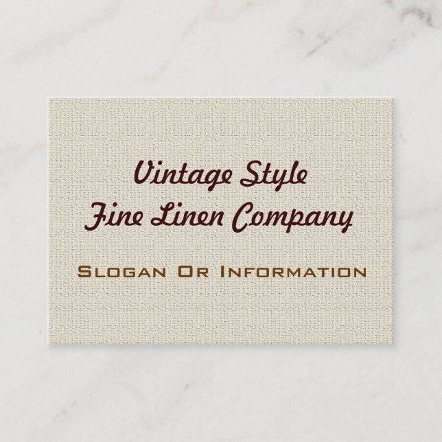 Vintage Style Linen Large Business Cards (Front)