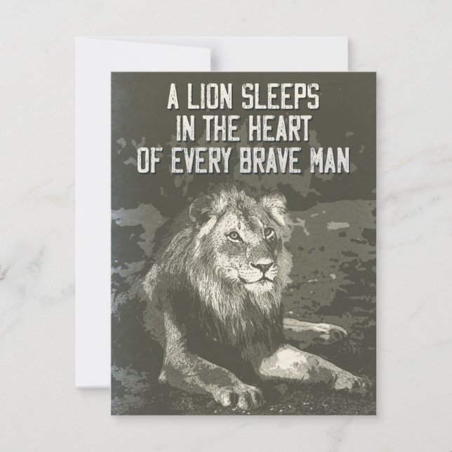 Vintage Style LION inspirational proverb Card (Front)
