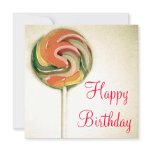 VINTAGE STYLE "LOLLIPOP" BIRTHDAY CARD IN COLOUR