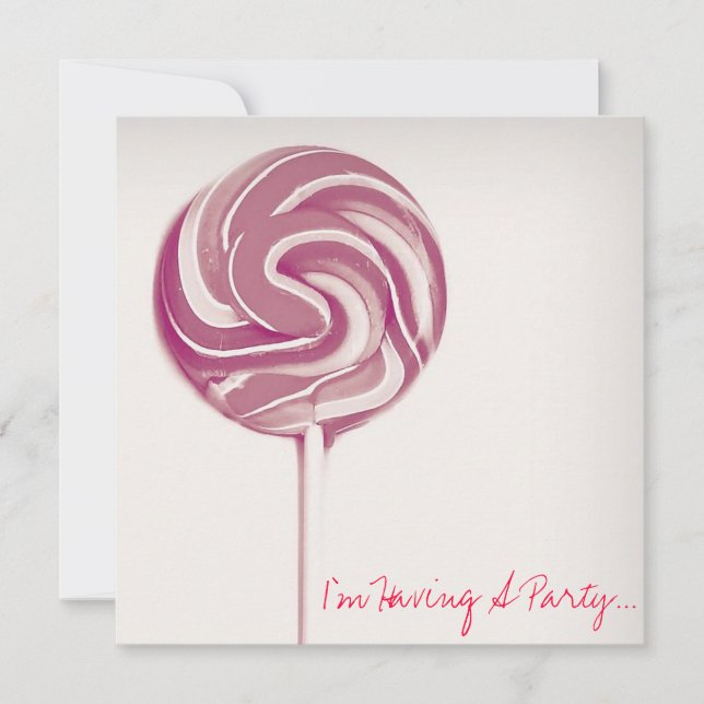VINTAGE STYLE "LOLLIPOP" BIRTHDAY INVITATION CARD (Front)