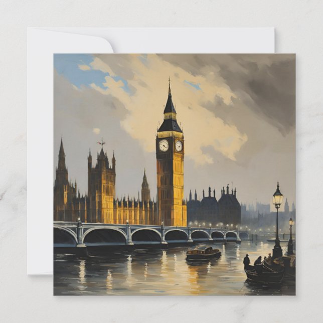 Vintage Style London Travel Big Ben Parliament Card (Front)