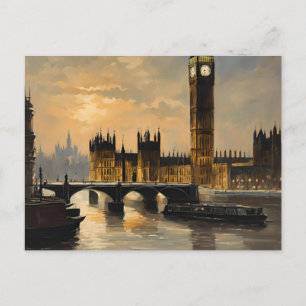 Vintage Style London Travel Big Ben Parliament Postcard