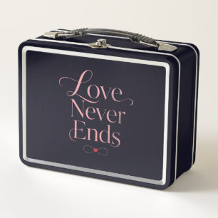 Vintage Style "Love Never Ends" Metal Lunch Box -