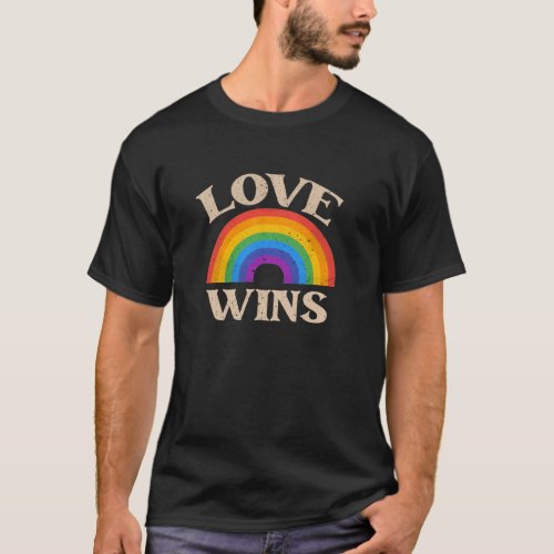 Vintage Style Love Wins Rainbow LGBTQ Pride  T_Shirt