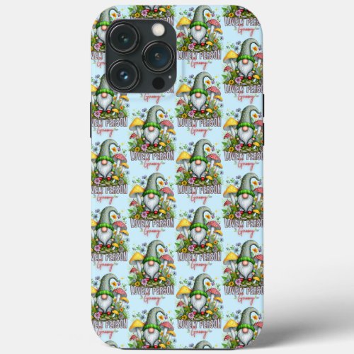 Vintage Style Lovely Gnome with Mushrooms Art iPhone 13 Pro Max Case