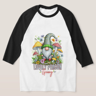 Vintage Style Lovely Gnome with Mushrooms Art T-Shirt