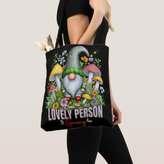 Vintage Style Lovely Gnome with Mushrooms Art Tote Bag