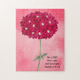 Vintage Style Magenta Hydrangea Faith Puzzle