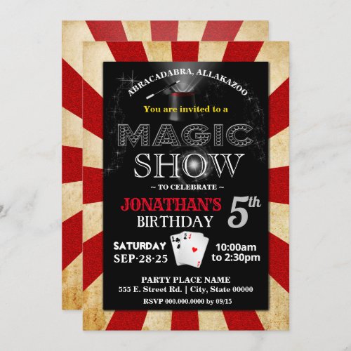Vintage style Magic show birthday party Invitation