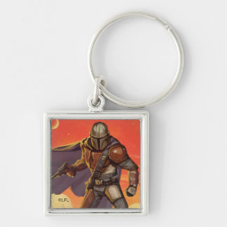 Vintage Style Mandalorian Halftone Art Keychain