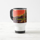 Vintage Style Mandalorian Halftone Art Travel Mug (Front Left)