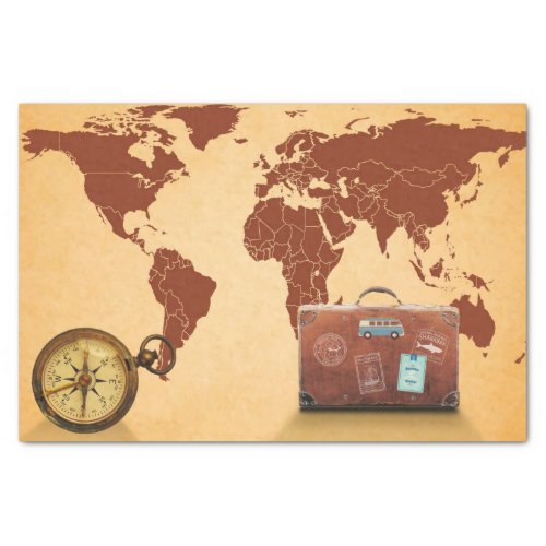 Vintage Style Map of World Print Tissue Paper
