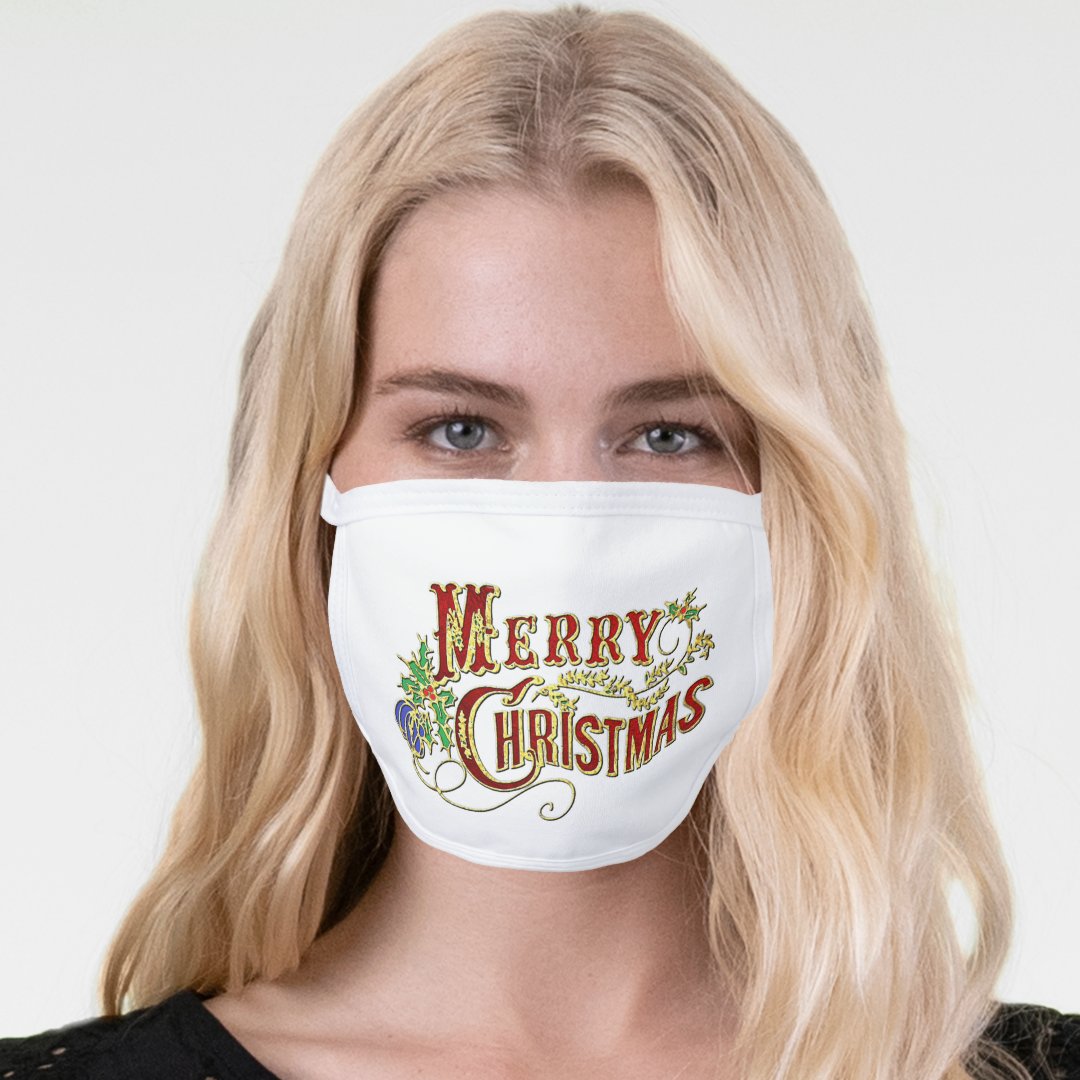 Vintage Style Merry Christmas Face Mask Zazzle