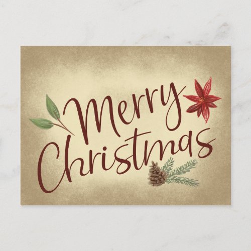 Vintage Style Merry Christmas Holiday Postcard