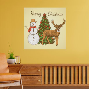 Vintage Style Merry Christmas Poster