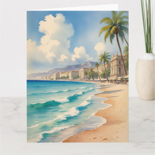Vintage Style Monte Carlo Beach Travel Card