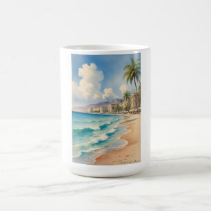Vintage Style Monte Carlo Beach Travel Coffee Mug