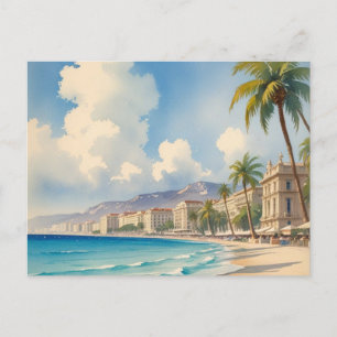 Vintage Style Monte Carlo Beach Travel Holiday Postcard