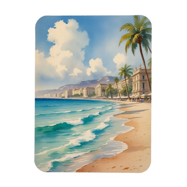 Vintage Style Monte Carlo Beach Travel Magnet (Vertical)