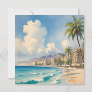 Vintage Style Monte Carlo Beach Travel Thank You Card