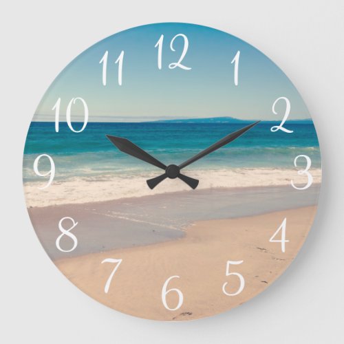 Vintage Style Monterey Bay Beach Photo Large Clock