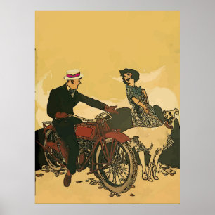 Vintage Style Motorcycle Posters, add text Poster