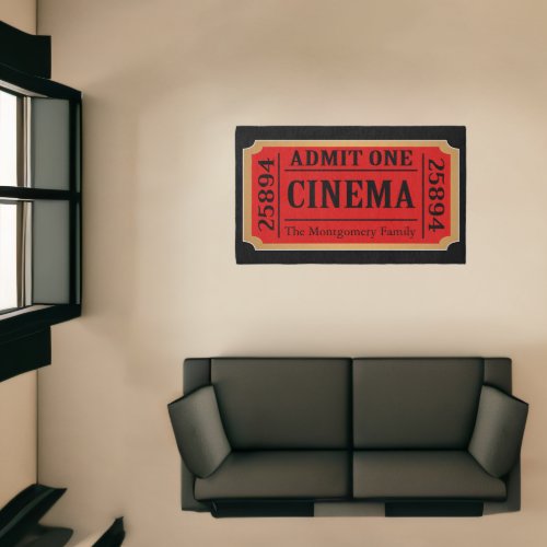 Vintage Style Movie Ticket Stub Rug