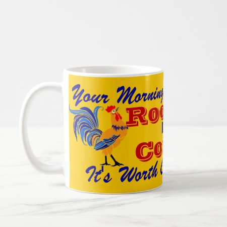 Vintage Style Mug Coffee Ad Rooster Brand Wake Up
