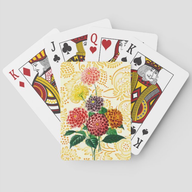 Vintage Style Mum Bouquet Playing Cards (Back)