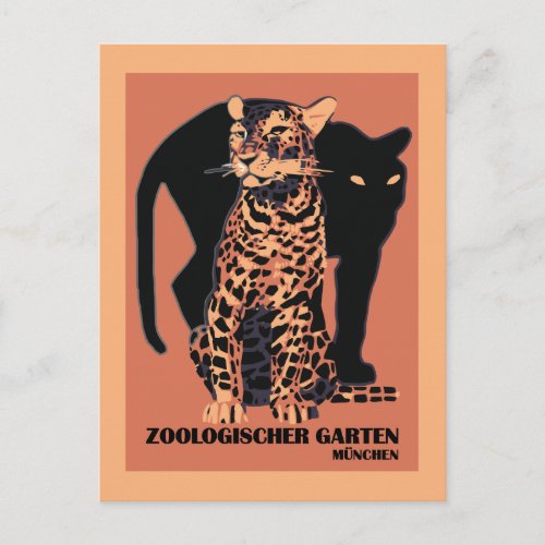 Vintage style Munich Zoo Postcard