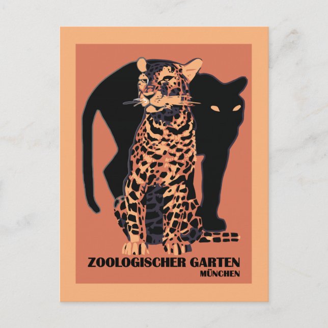 Vintage style Munich Zoo Postcard (Front)