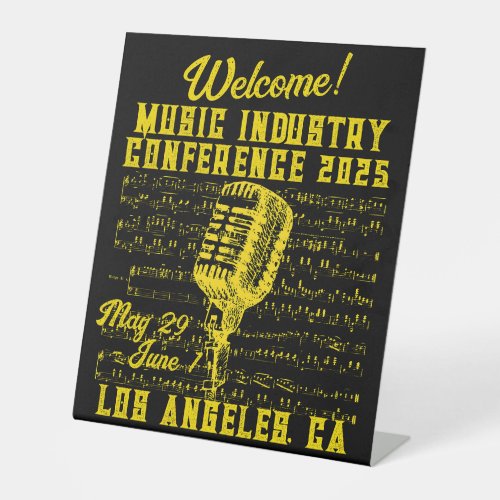 Vintage_Style Music Industry Conference  Pedestal Sign