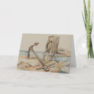 Vintage Style, Nautical Boat Anchor Birthday Card