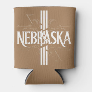 Vintage Style Nebraska Text Design Can Cooler