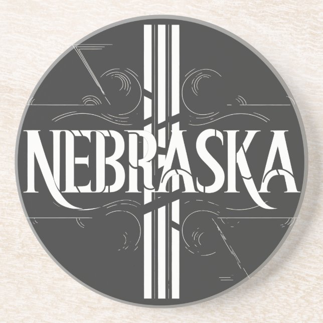 Vintage Style Nebraska Text Design Coaster (Front)