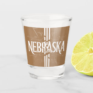 Vintage Style Nebraska Text Design Shot Glass