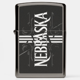 Vintage Style Nebraska Text Design Zippo Lighter
