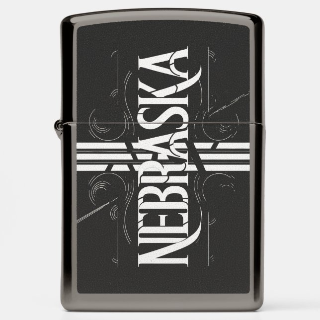 Vintage Style Nebraska Text Design Zippo Lighter (Front)