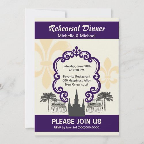 Vintage Style New Orleans Wedding Event Purple Invitation