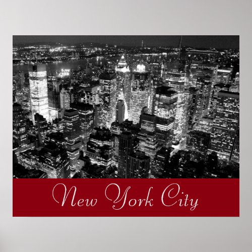 Vintage Style New York City Black White Red Poster