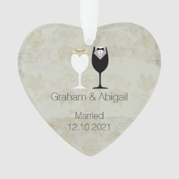 Vintage Style Newly Wed's Ornament by WeddingButler at Zazzle
