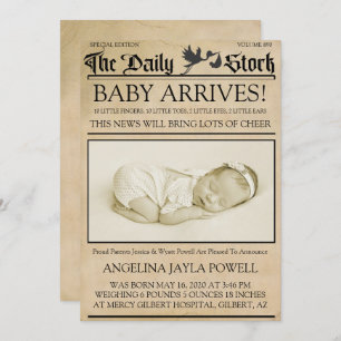 Vintage Style Newsletter Birth Announcement