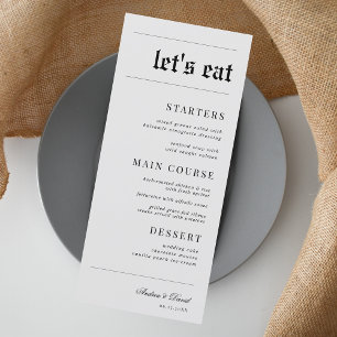 Vintage Style Newspaper Look Lets Eat Wedding Menu