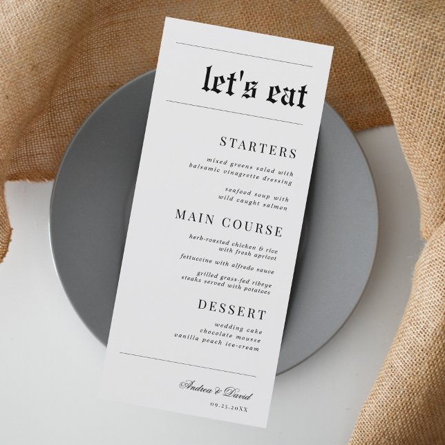 Vintage Style Newspaper Look Lets Eat Wedding Menu (Creator Uploaded)