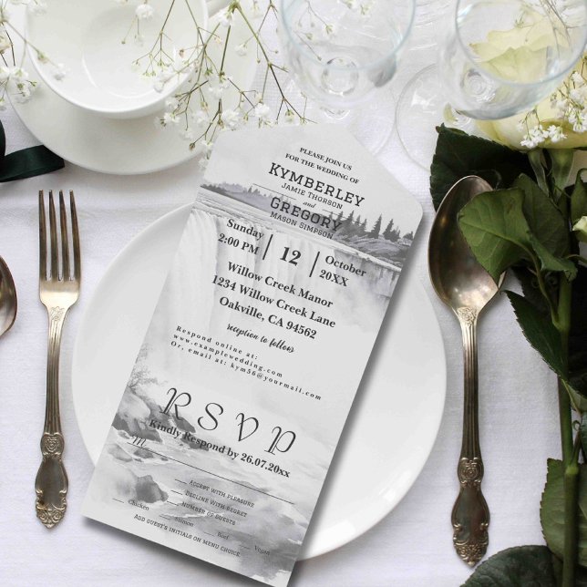 Vintage Style Niagara Falls Black White Email All In One Invitation (Creator Uploaded)