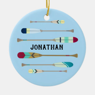 Vintage-style Oars Ceramic Ornament