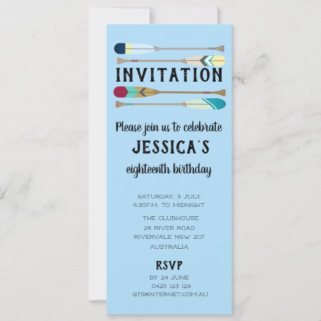 Vintage-style Oars Invitation (Front)