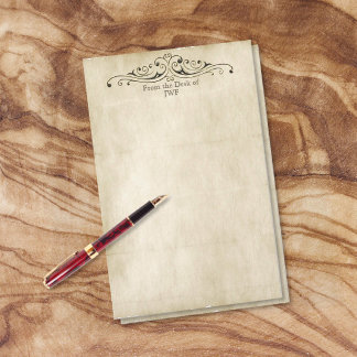 Vintage Style Old Parchment Personalized Monogram Stationery